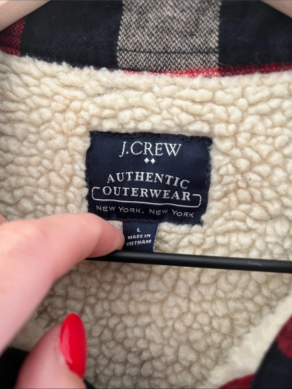 J. Crew Red, Black & Cream Plaid Shirt Jacket